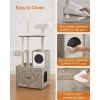 WoodyWonders Cat Tree with Litter Box Furniture Hidden Enclosure, 2-in-1 Modern Tower, Cat Condo with Scratching Posts