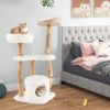 Solid Wood Cat Tower with Top Cattail Basket Cat Bed for Indoor Cats