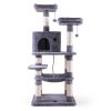 Multi-Level Cat Condo with Hammock & Scratching Posts for Kittens Tall Cat Climbing Stand with Plush Toys - light gray XH