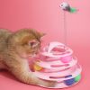 1pc Four-Tier Turntable Track Tower Cat Toy Plate With Plush Bird; Educational Toy; Random Delivery