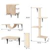 5 Pcs Wall Mounted Cat Climber Set, Floating Cat Shelves and Perches, Cat Activity Tree with Scratching Posts, Modern Cat Furniture, Beige