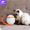 Dino Egg Spinner Cat Toy 4" x 3.3" x 3.5"; White Robotic Cat Toy; ABS Automated Cat Toys; 360 Degrees Rotation Spinning Cat Toy; Poly Robot Cat Toy; P