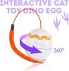 Dino Egg Spinner Cat Toy 4" x 3.3" x 3.5"; White Robotic Cat Toy; ABS Automated Cat Toys; 360 Degrees Rotation Spinning Cat Toy; Poly Robot Cat Toy; P