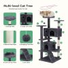 54in Cat tree, indoor cat high-rise multi-story tower, pet playroom with large apartment, dark grey