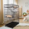 4 Tiers Cat Cage Rolling Metal Cat Playpen Enclosures Cat Kennel House Ferret Crate