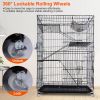 4 Tiers Cat Cage Rolling Metal Cat Playpen Enclosures Cat Kennel House Ferret Crate