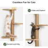 FUKUMARU Tall Cat Tree, 5 Tier Floor to Ceiling Tower, Wall-Mounted Scratching Post, Wild Simulation Wall Shelves