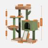 Cactus Cat Tree Cat Tower with Sisal Covered Scratching Post and Cozy Condo Cat Climbing Stand with Plush Perch &Soft Hammock for Indoor Cats(Minimum