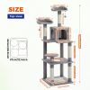 63'' Multi-Level Cat Tree Cat Tower for Indoor Cats with Sisal-Covered Scratching Post, Cozy Cat Condo, Cat Hammock and Wide Top Perch, Grey