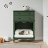 Pet Storage Cabinet , 2 Drawers and Semi-Open Space, Hidden Cat Litter Box, Multi-Functional End Table-Green