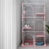 4-Tier Wire Cat Cage Playpen Kennel, Cat Catios Large Space 30 x 20 x 52.5 Inches for 1-3 Cats, Pink Cat Crate with 3 Platforms