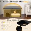 Cat Litter Box Enclosure Hidden Furniture with Urine Proof Litter Mat