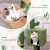 Cactus Cat Tree 34 Inches Cute Cat Tower with Padded Top Perch, Comfy Hammock, Private Condo, Fully Scratching Post and Dangling