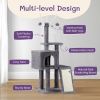 49 inch Cat Tree Cat Tower for Indoor Cats, Cat House with Padded Platform Bed, Toy Balls, Large Cozy Condo and Scratch Board, Dark Grey