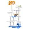 Multi-level Ocean-themed Cat Tree Tower with Sisal Covered Scratching Posts