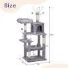 57 inch Cat Tree Cat Tower for Indoor Cats, Cat House with Padded Platform Bed, Toy Balls, Large Cozy Condo and Sisal Scratching Posts, Light Grey