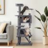 53 inch Multi-Level Cat Tree Cat Condo with Scratching Posts Kittens Activity Tower Pet Play House Furniture, Dark Grey