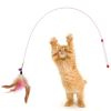 1 Piece Feathers Cat Teaser Cute Design Bell Steel Wire Cat Toys Interactive Cat Tickle Stick Plastic Handle Pet Products