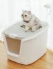 Top Entry Cat Litter Box with Perforated Cover and Scoop, New Cat Litter Drawer Cat Toilet Fully Secured Litter Box, Cats Jump in Entry Dome