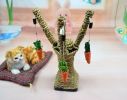 Pet Climbing Tree Frame Chew Toy, Rattan Grass Scratcher Kittens Fun Toy Activity Center Carrot Shaped Handwoven Seagrass Chew Toy