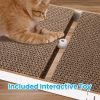 Indoor L Shaped Cat Scratcher with Cat Interactive Toy Cardboard 23.62in High Lounge Bed