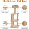 Cat Tree Indoor Climbing Activity Tower with Scratching Posts, multi-level, Large, 17.7" x 45.9", Beige