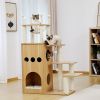 (Do Not Sell on Amazon) Modern Wooden Cat Tree Multi-Level Cat Tower With Fully Sisal Covering Scratching Posts