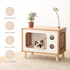 Mewoofun Cat House Wooden Condo Cat Bed Indoor TV-Shaped Sturdy Large Luxury