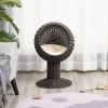 27" Rattan Wicker Elevated Cat House Kitty Scratch House Pet Bed W/ Cushion