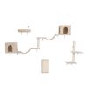 Wall-mounted Cat Tree, Cat Furniture with 2 Cat Condos House, 3 Cat Wall Shelves, 2 Ladder, 1 Cat Perch, Sisal Cat Scratching Posts and Pad