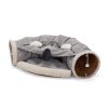 Collapsible Cat Tunnel Bed for Indoor Cats, Washable Cat Hide Tunnel with Hanging Toys and Cushion Mat, Gray