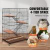 VEVOR Catio, 4-Tier Large Cat Cages Indoor, Detachable Metal Playpen Enclosure with 360¬∞ Rotating Casters, with 3 Ladders and a Hammock for 1-3 Cats