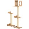 PawHut Wall-Mounted Multi-Level Cat Tree Activity Tower with Sisal-Covered Scratching Posts & an Interior Condo Area