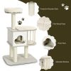 46 Inch Wooden Cat Activity Tree with Platform and Cushions