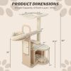 55 Inch Tall Multi-Level Cat Tree with Washable Removable Cushions