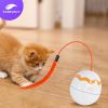 Dino Egg Spinner Cat Toy 4" x 3.3" x 3.5"; White Robotic Cat Toy; ABS Automated Cat Toys; 360 Degrees Rotation Spinning Cat Toy; Poly Robot Cat Toy; P