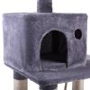 Multi-Level Cat Condo with Hammock & Scratching Posts for Kittens Tall Cat Climbing Stand with Plush Toys - light gray