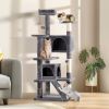 53 inch Multi-Level Cat Tree Cat Condo with Scratching Posts Kittens Activity Tower Pet Play House Furniture, Dark Grey