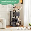 54in Cat tree, indoor cat high-rise multi-story tower, pet playroom with large apartment, dark grey