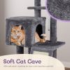 49 inch Cat Tree Cat Tower for Indoor Cats, Cat House with Padded Platform Bed, Toy Balls, Large Cozy Condo and Scratch Board, Dark Grey