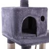 Multi-Level Cat Condo with Hammock & Scratching Posts for Kittens Tall Cat Climbing Stand with Plush Toys - light gray XH