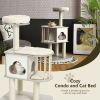 46 Inch Wooden Cat Activity Tree with Platform and Cushions