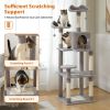 63'' Multi-Level Cat Tree Cat Tower for Indoor Cats with Sisal-Covered Scratching Post, Cozy Cat Condo, Cat Hammock and Wide Top Perch, Grey