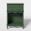 Pet Storage Cabinet , 2 Drawers and Semi-Open Space, Hidden Cat Litter Box, Multi-Functional End Table-Green