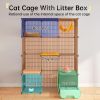 Cat Cage with Litter Box,4-Tier DIY Cat Enclosures,Metal Wire Kennel Indoor Crate, Ideal for 1-2 Cat,41.3" L x 17.8" W x 55.1" H