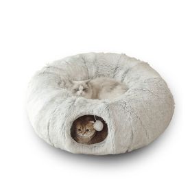 Cat Tunnel Bed with Central Mat, Big Tube Playground Toys (Color: Grey)