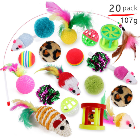 Pet cat toy set Cat passage tease cat stick Plush mouse combination toy (Color: No.2 Package B99416)