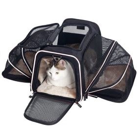 Outdoor dog portable handbag; 4 Sides Expandable Cat Carrier Bag with Removable Fleece Pad; Dog Carrier for Cats; Puppy and Small Dogs (Colour: Large size, size: Black edge)