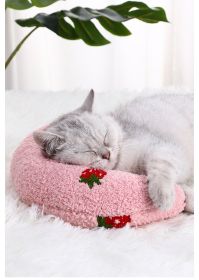 Cat U-shaped pillow protection cervical vertebra deep sleep pet pillow dog cat pillow dog dog toy cat toy (Colour: Yellow, size: 24*20*7cm)