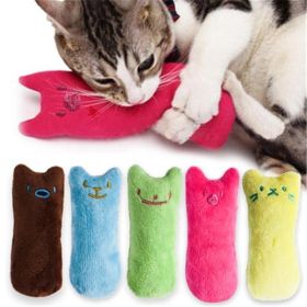 Teeth Grinding Catnip Toys Funny Interactive Plush Cat Toy Pet Kitten Chewing Vocal Toy Claws Thumb Bite Cat Mint for Cats Hot (Color: pink)